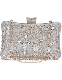 Tanpell Womens Crystal Evening Clutch Bag Wedding Purse Bridal Prom Handbag Party Bag Silver