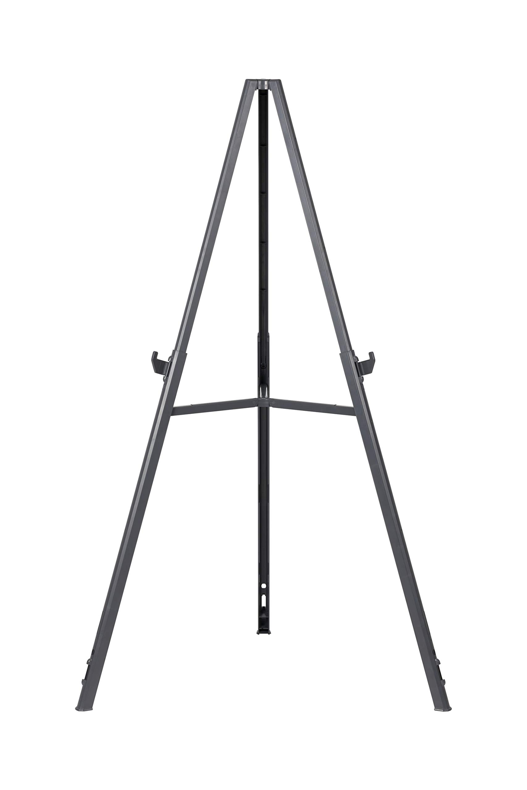 Bi-Office Display Easel Quantum, Lightweight Dark Grey Folding Plastic, Height: 157 cm