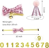 Fantasyon Dog Cat Birthday Hat with Bow Tie Pink Adjustable Reusable Party view 2
