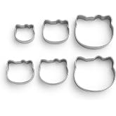O'Creme Hello Kitty Cookie Cutters Stainless Steel Set of 6 | Six graduated sizes from 1-3/8 to 3-3/8 inches, crafted from durable stainless steel for clean, sharp cuts every time.