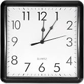 PATIKIL 9x9 Inch Wall Clock, Quartz Battery Operated Silent Non-Ticking Square Wall Clocks for Office Bedroom Decorative, Black