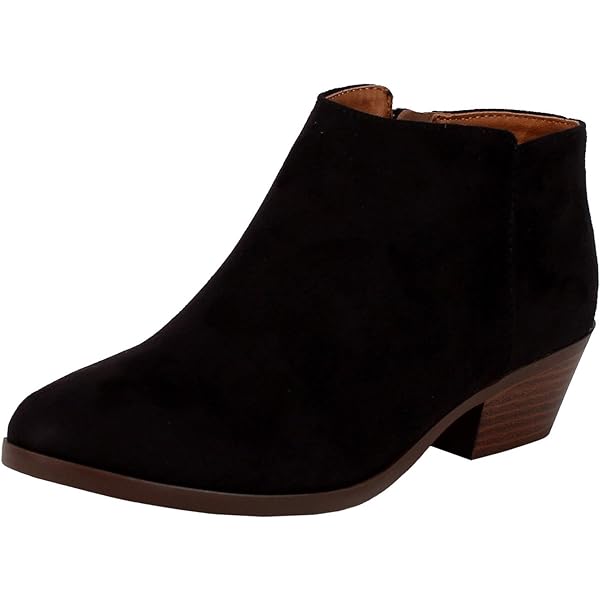 Women's Chunky Heel Ankle Boots - Square Toe, Block Heel, Side Zipper, Mid Calf Height - View #7