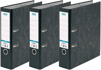 Elba A4 Lever Arch Files Black Cloud Effect 80 mm Spine Pack of 3