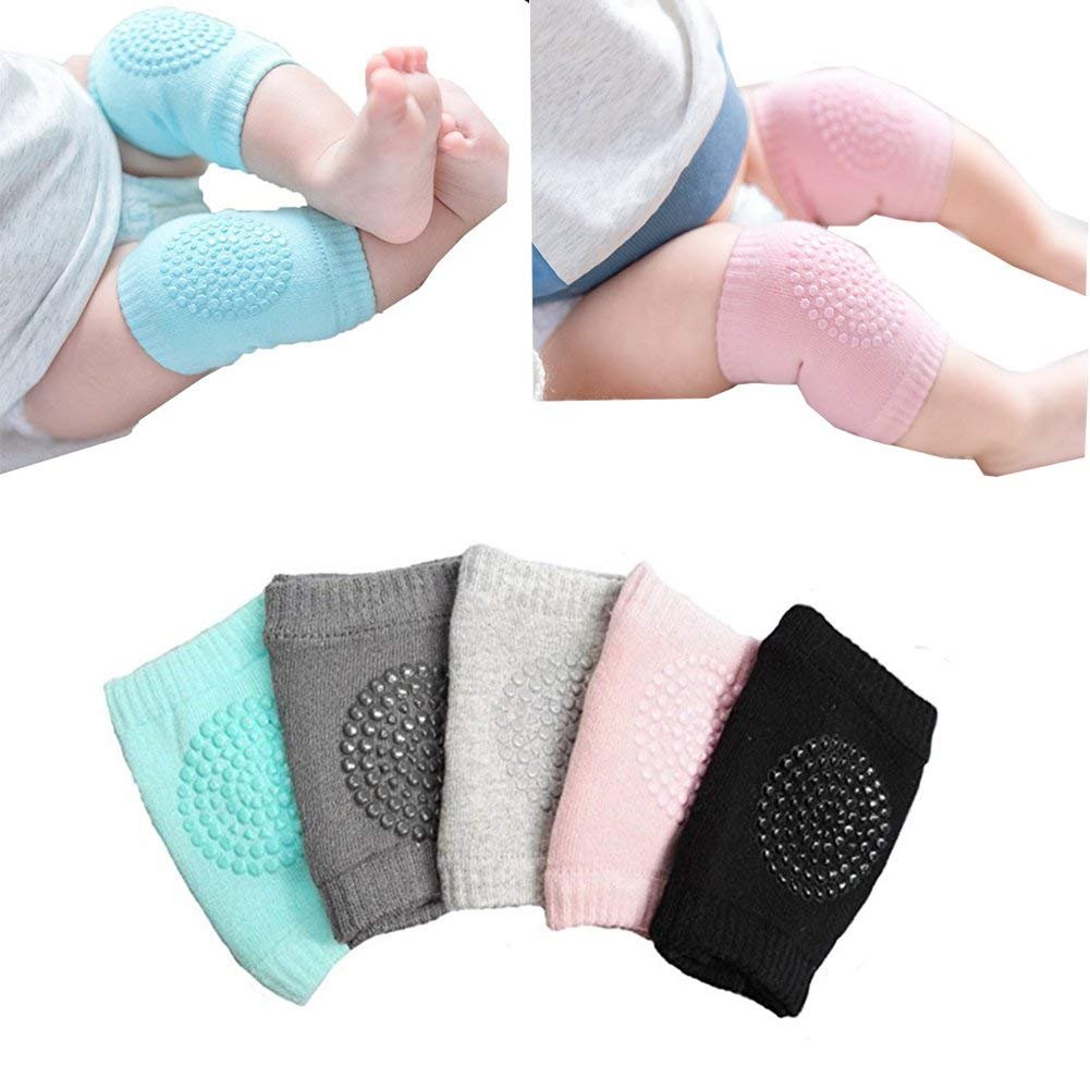 Infant Toddler Baby Adjustable Elastic Knee Elbow Leg Pad Leg Warmer Crawling Baby Socks Knee Safety Protector Unisex Baby Anti-Slip Kneepads 5 Pair