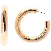 Chunky Hoop Earrings for Women – Dupes Earrings Trendy Lightweight Bold Puffy Organic Hollow Open Hoops – Hypoallergenic Gold Plated Fashion Jewelry for Women - included Gift Box
