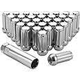 Lichamp 32pcs M14x1.5 Chrome Lug Nuts for Trucks, Partial Compatible with Ford F250 F350 Super Duty and Chevy Silverado 1500 2500 3500, Chrome Spline Turner with Cone Seat, A9SL