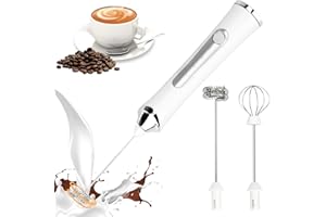 Tonjin Milk Frother with USB-C Rechargeable Wand & 2 Stainless Whisks, Upgraded 3 Speeds Electric Drink Mixer for Coffee, Egg, Matcha