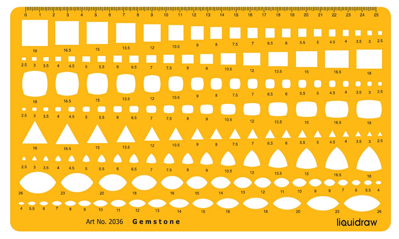 Liquidraw Jewellery Design Templates Stencil, Jewellery Making Template Stencils - Stone Shapes & Sizes