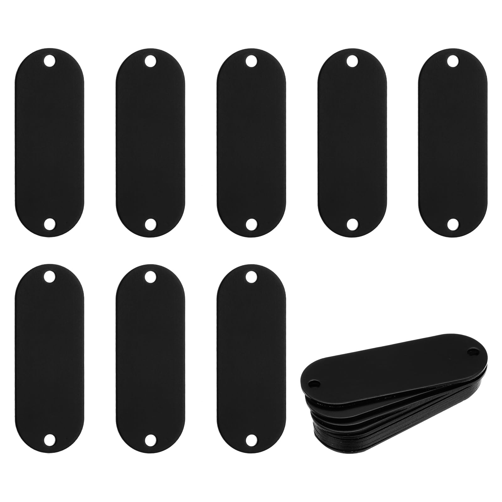 Rebower Aluminum Blank Tags Engraving Metal Stamping Blanks,[for Number Tag, Dog Tag,Pendant Decoration] - 2 x 0.74 Inch/Black / 25 Pcs