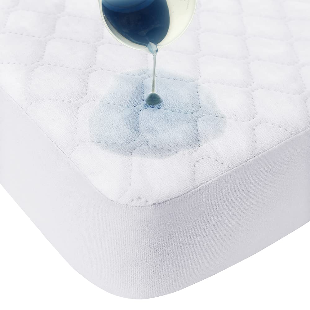 BlueSnail Quilted Waterproof Pack N Play Mattress Fitted Cover for Tollder, Portable Mini Crib Sheet, Comfortable and Breathable Playard Sheet (Snow White)