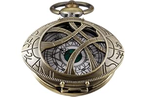 Whodoit Mens Quartz Pocket Watch Green Eyes Round Case Shape Pendant Necklace Pocket Watch