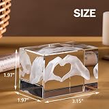 ERWEI Crystal Gifts Engraved Two Hands Form a Heart Cube Glass Keepsake view 2