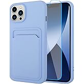 MZELQ Compatible with iPhone 14 Pro Case TPU Card Holder Wallet Cover,Camera Protection + Screen Protector Soft Card Slot Phone Case -Purple