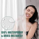 URAQT Shower Curtain 180x180 cm PEVA Waterproof 12 Hooks White view 6
