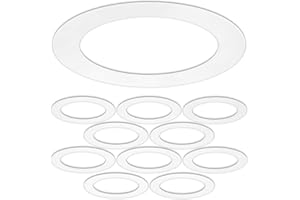 HARRRRD 10 Pack Gloss White Goof Trim Ring for 6" Inch Recessed Lighting Trims Can Lighting Down Light, Outer Diameter 8.07 Inches