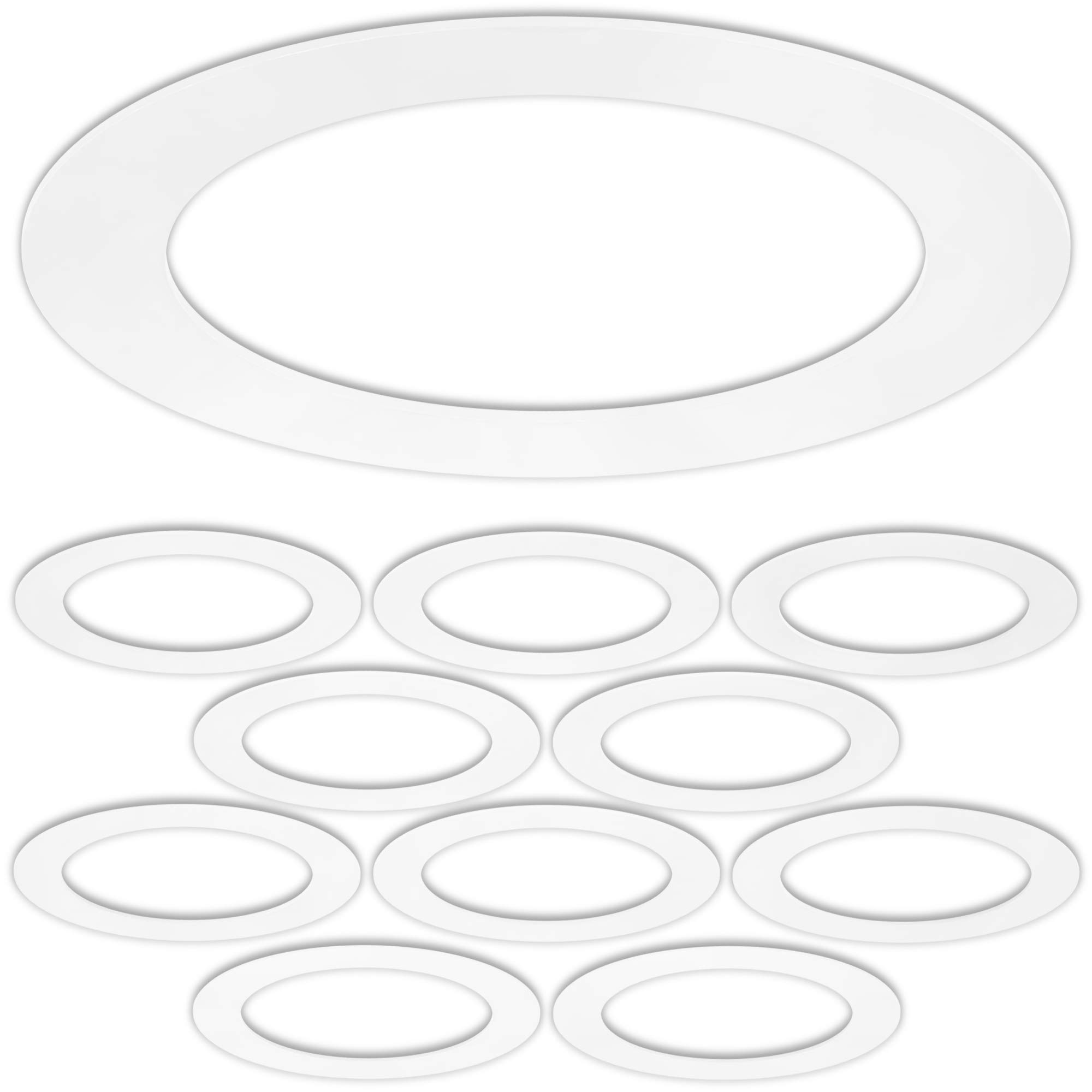 Photo 1 of 10 Pack Gloss White Goof Trim Ring for 6" Inch Recessed Lighting Trims Can Lighting Down Light, Outer Diameter 8.07 Inches