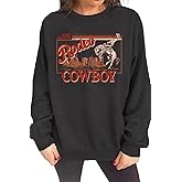 Womens Western Sweatshirt Cowgirl Sweaters Vintage Graphic Country Concert Outfits Long Sleeve Rodeo Shirts