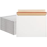 FVIEXE 100 Pack 12x9.5 Inch Rigid Mailers, Self Seal Photo Document Mailer Cardboard Mailing Envelopes Stay Flat Mailers for CD, Photos, Document, Pictures, Papers, Files, White