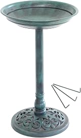 Oypla Traditional Ornamental Garden Pedestal Bird Bath Outdoor Green 62cm view 1