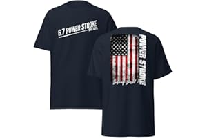 AGGRESSIVE THREAD 6.7 Power Stroke T-Shirt Mens Diesel Truck Shirt with American Flag Design
