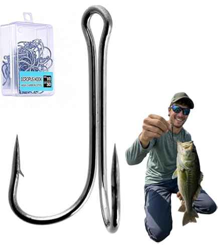 Tigofly 20 pcs Black Double Hook Fly Fishing Tying Barbed Hooks, Size 4#