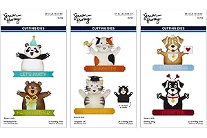Spellbinders Simon Hurley Sending Hugs Cutting Dies Sets, Includes Birthday Bear, Congrats Cat and Darling Dog