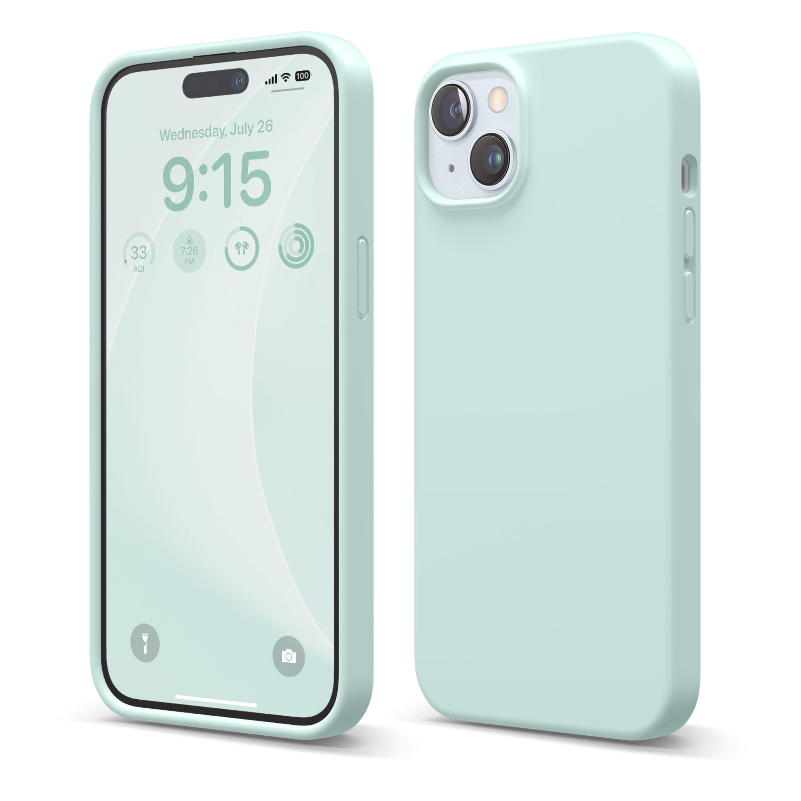 elago Liquid Silicone Case Compatible with iPhone 15 Plus Case, Premium Silicone, Full Body Protective Cover [4 Layer Shockproof Structure], Anti-Scratch Soft Microfiber Lining (Mint)