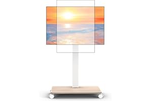 Neothm Rolling TV Stand Portrait for 65 70 75 Inch TVs, Tilt and Swivel Mobile TV Cart on Wheels up to 110 Lbs, 6 Height Adjustable PortableTV Stand, Max VESA 600x400mm White