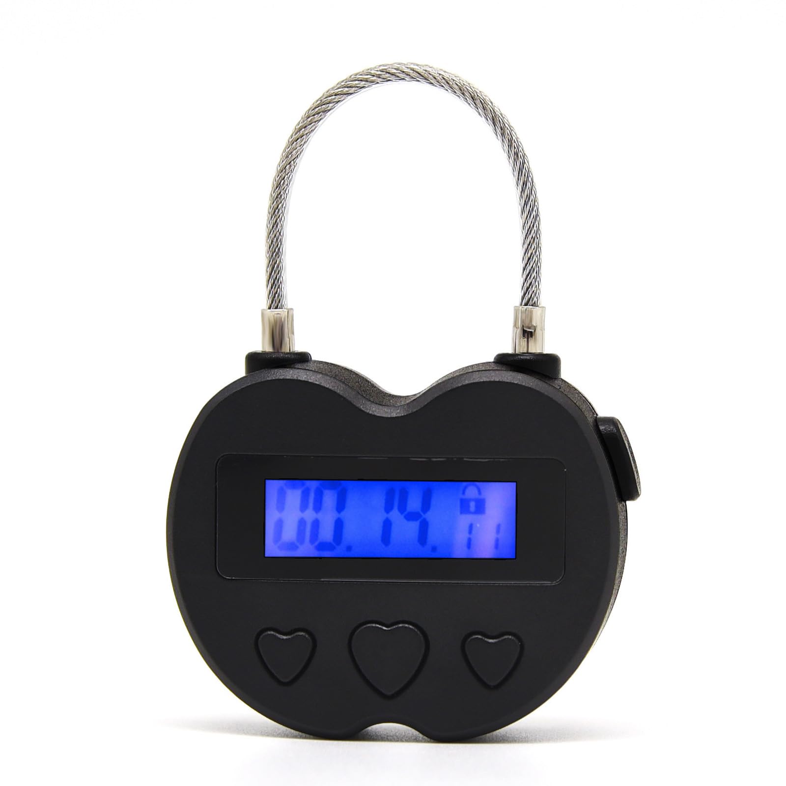 Meichoon Timer Lock Smart Padlock for Chastity Control LCD Display 99-Hour Countdown USB Rechargeable Ideal for Adult Games and Behavioral Training Black