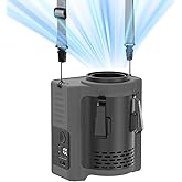 PlayHot Portable Waist Fan, 5 Speed 16600PRM Personal Fans, Rechargeable Fans up to 40H, 4 IN 1 Clip on Fan/Neck Fan/Desk Fan/LED Flashlight, Belt Fans for Camping, Outdoor (Grey)