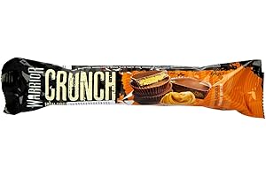 Warrior Crunch - High Protein Bars - 20g Protein Each Bar - Low Carb, Low Sugar Snack - 12 Pack x 64g - Dark Chocolate Peanut