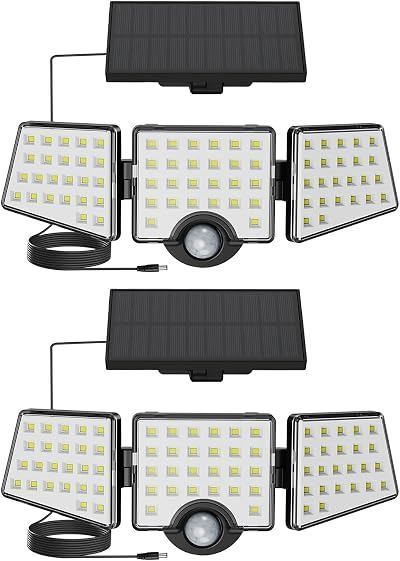 Lepro Solar Security Lights Outdoor Motion Sensor 1200LM 3 Heads IP65