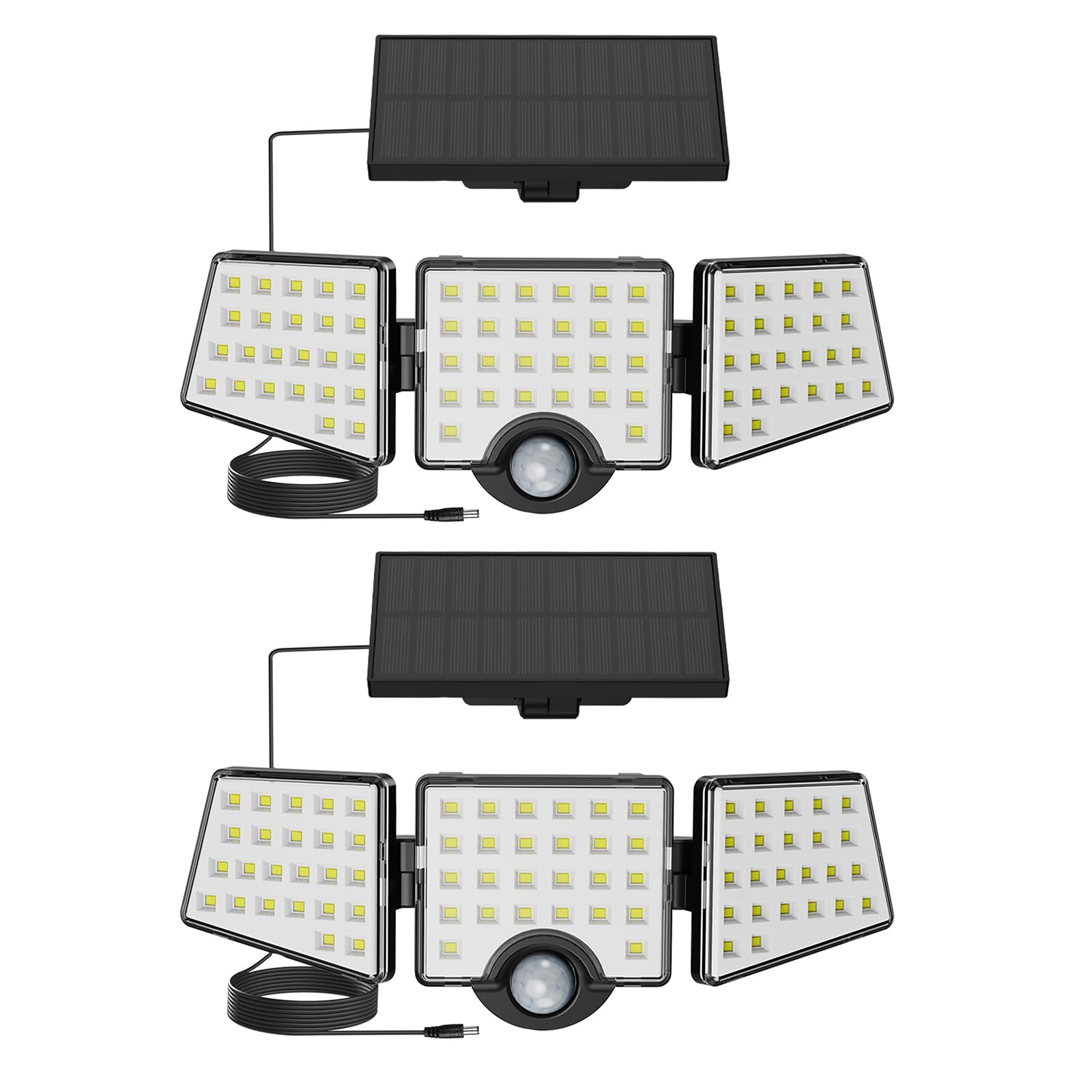 Lepro Solar Security Lights Outdoor Motion Sensor, 1200LM Flood Lights with Separate Solar Panel, IP65 Waterproof, Adjustable 3Heads, PIR Wall Lights for Yard, Garage, Pathway