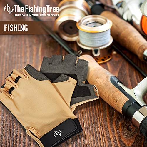 The Fishing Tree Fingerless Fishing Gloves, Kayak Gloves, Certified Sun