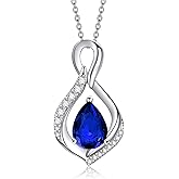 AENEAS Infinity Birthstone Necklace for Women Sterling Silver Infinity Teardrop Pendant Forever Love Jewelry Gift for Birthday Anniversary Christmas