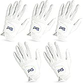 PG Golf Gloves (5 Pack) Cabretta Leather, Premium Quality Mens Golf Gloves
