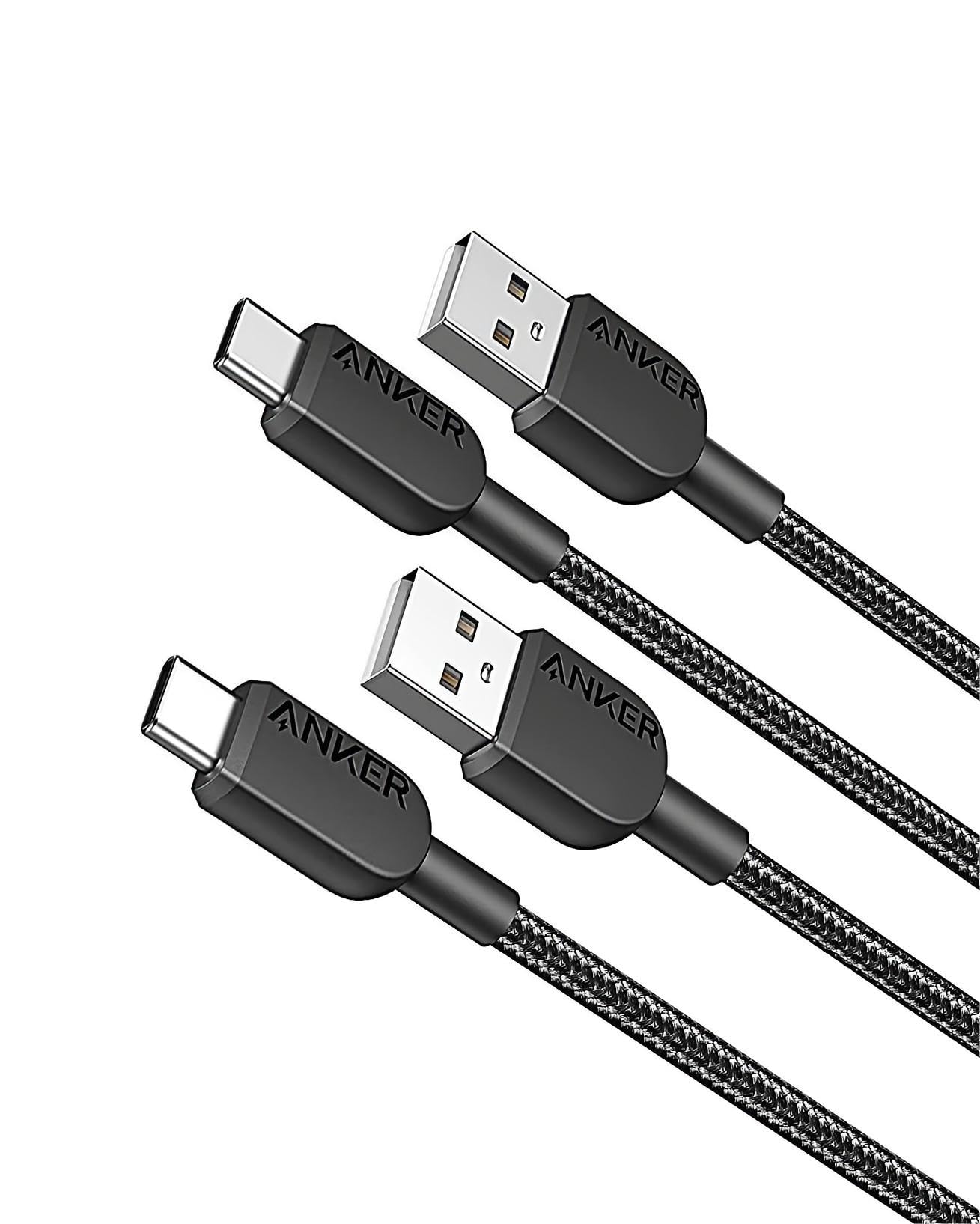 Anker USB C Kabel, [2 Stück 0,9m] Ladekabel USB C Nylon Geflochten Schnellladekabel, USB auf USB C Kabel für Samsung Galaxy S24 S23 S22 Ultra Note 20 iPhone 16 15 14 Pro Max iPad MacBook