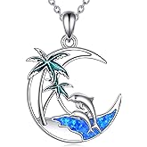 Grmdit Dolphin Necklace Sterling Silver Beach Pendant Ocean Jewelry Gifts for Women
