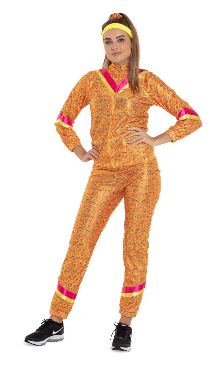 Folat - 80s Adult Tracksuit - Orange - Size: S-M