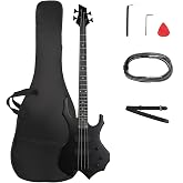 Ktaxon 4 String Electric Bass Guitar | Burning Fire Style Bass (Matte) | Precise Gear Tuning Machines, Comfort &ldquo;C&rdquo; Neck, Lightweight Body | Bass Bag, Cable, Strap, Wrench, Plectrum for Beginners