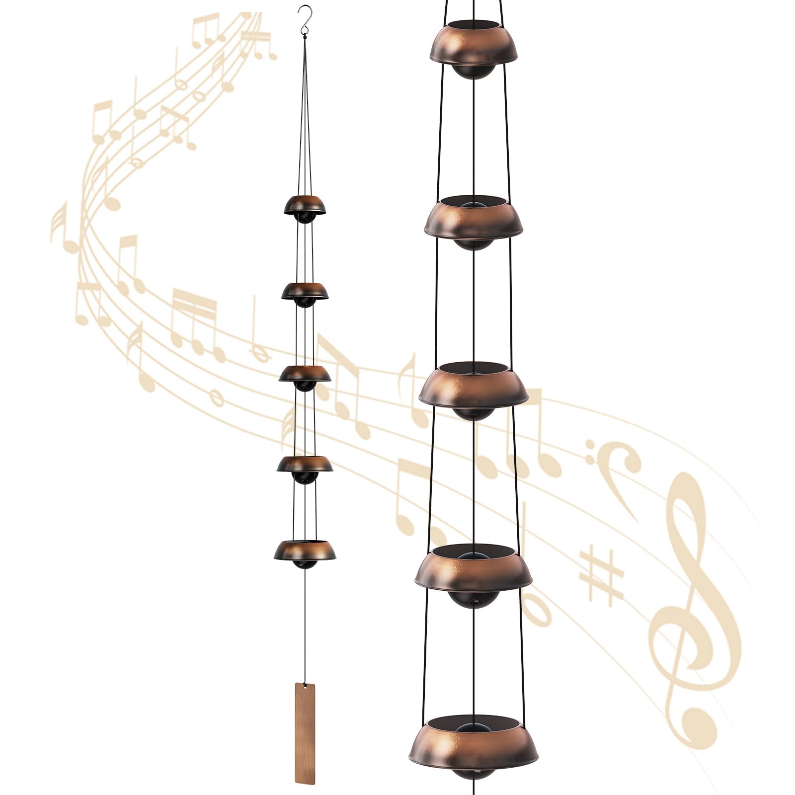 Photo 1 of Copper Wind Chimes for Outside Clearance, 36'' Temple Windchimes Outdoors w/5 Bells, Memorial Wind Chime Gifts for Mom Grandma Mother Women, Feng Shui Wind Bell for Home Garden Zen Decor