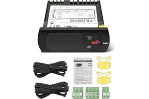 Urnqowuy PJEZS0H100 Temperatur Controller Fit for Carel and All Refrigerator Types, 115V Digital Thermostat with Temperature Sensor Probe, Mounting Hardware and Instructions
