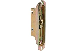 Sliding Glass Door Replacement Mortise Lock with Recessed Adapter Trim Plate, 5-1/4” Screw Holes, 45 Degree Keyway | 1" Wide 
