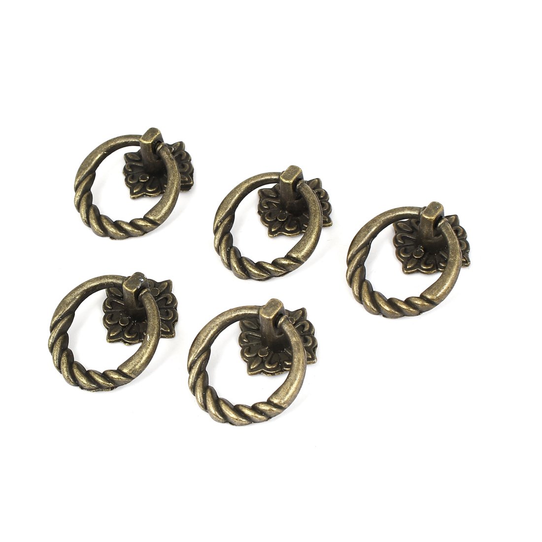 Sourcingmap Drawer Door Vintage Style Metal Pull Handle Ring Bronze Tone 5pcs