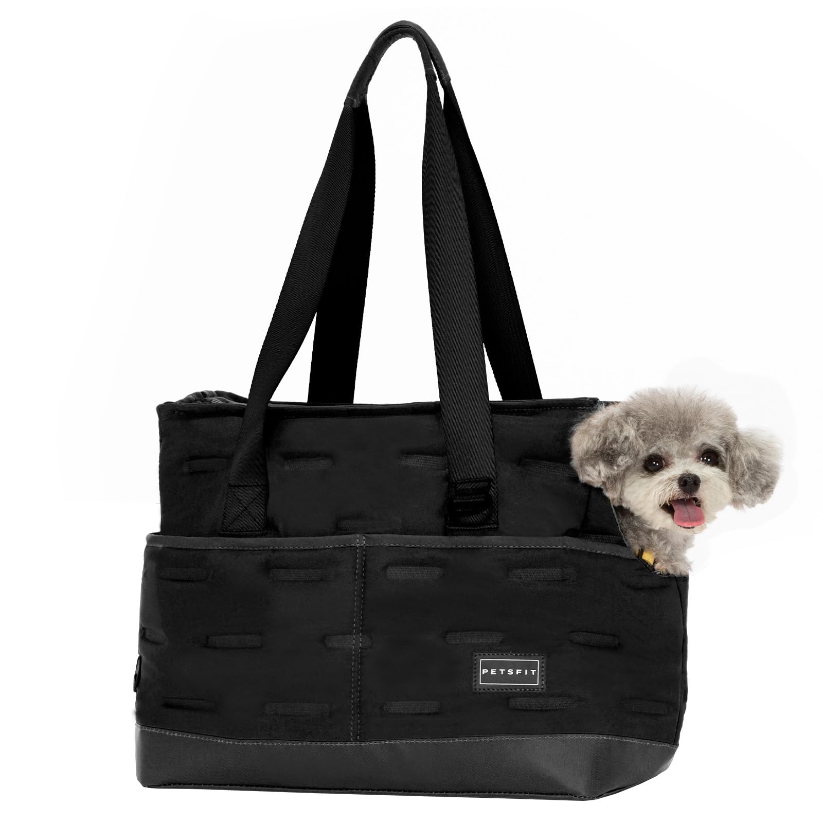 Petsfit Dog Carrier for Small Dogs up to 4kg, Soft-Sided Pet Travel Bag with Safety Leash & Storage Pockets, for Vet Visits & Short Trips, Black