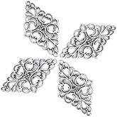 AKOAK 40 Pcs/Pack Antique Silver Hollow Filigree Flower Charms Jewelry Connectors Vintage Metal Zinc Alloy Trendy Filigree Charms for DIY Jewelry Making