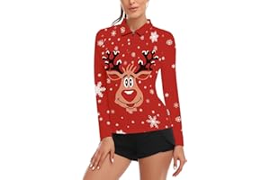 Soneven Womens Long Sleeve Golf Shirts Half Zip Moisture Wicking Print Golf Tops Tennis Shirts(XS-3XL)