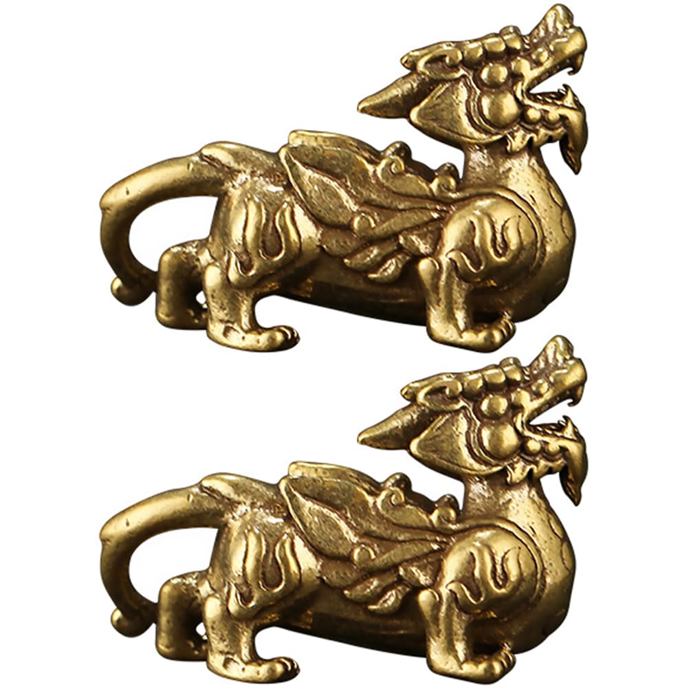 Healifty 2pcs Feng Shui Pi Yao Statue Pi Yao Figurine Sculpture Home Office Desktop Ornaments for Wealth Good Luck