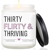 30th Birthday Gifts for Women, 1996 30th Birthday Decorations Idea for Her Him, Thirty Flirty and Thriving Decoration Candle, 30 Year Old Bday Gifts for Sister Daughter Friend Bestie Coworker Wife