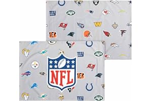 FOCO NFL Repeating Team Logo Pillowcase 2 Pack- Standard Size -Officially Licensed Bedding- Football Pride! (NFL - Team Color)